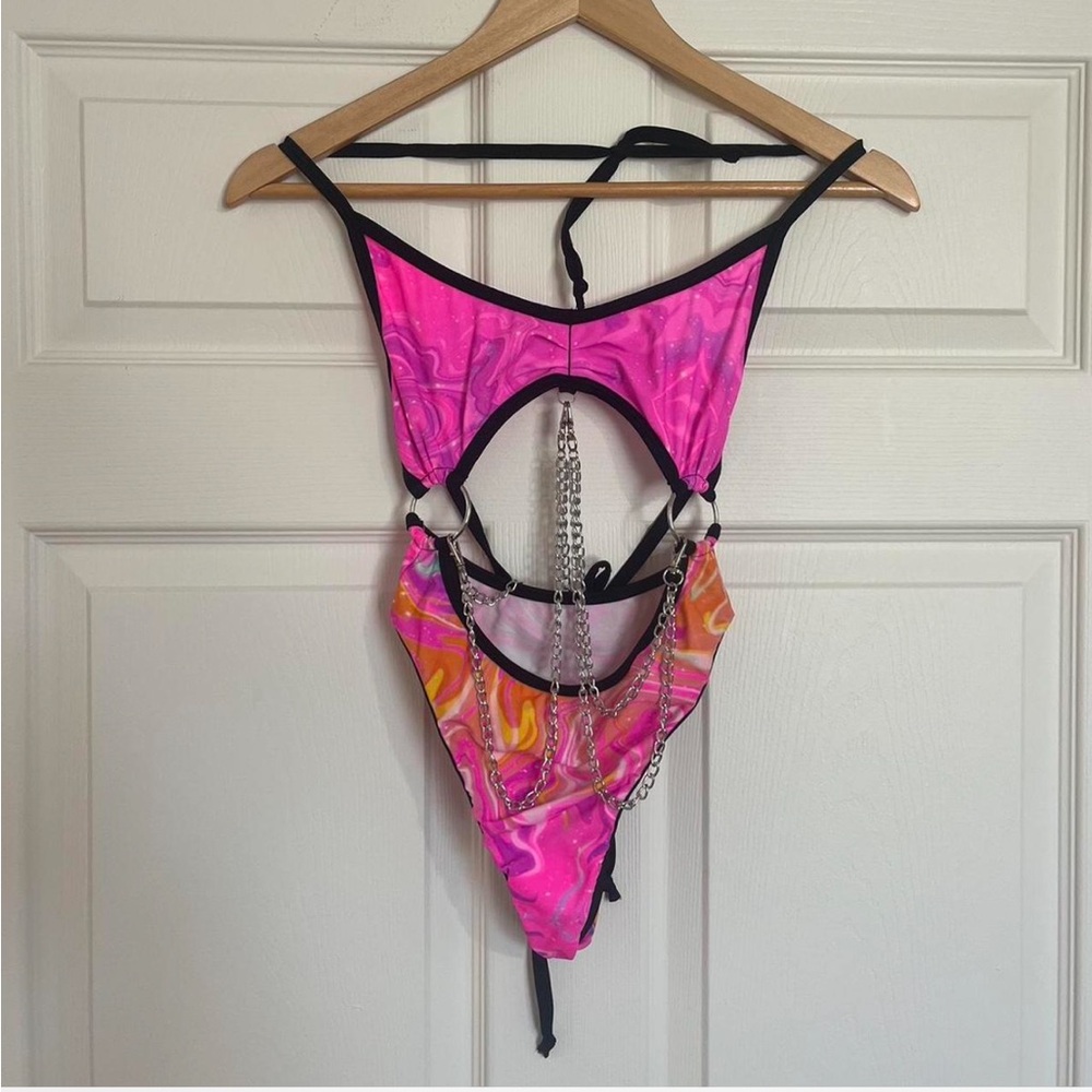 iHeartRaves X Rolita Couture Fractal Rainbow bodysuit🍬